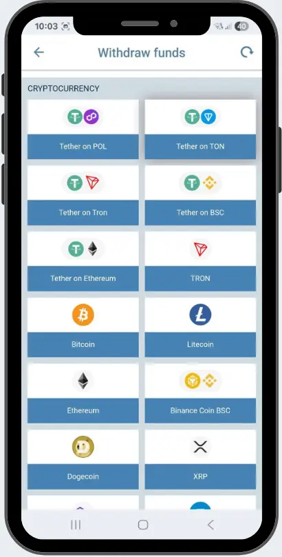 1xbet app cryptocurrencies